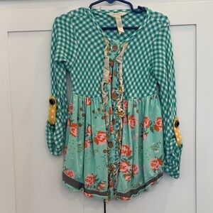 Matilda Jane Teal and Floral Button-Up Dress